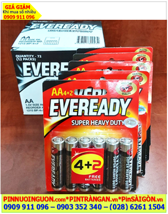 COMBO 01hộp (12vỉ 6viên=72viên) Pin AA 1.5v Eveready 1215 Super Heavy _Giá chỉ 348.000/Hộp 72viên
